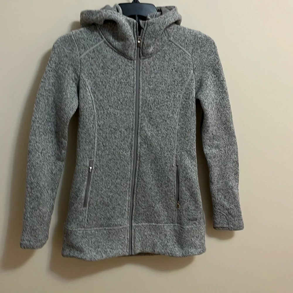 Athleta hoodie jacket sweater woman’s size XS gray full zip warmth athleisure